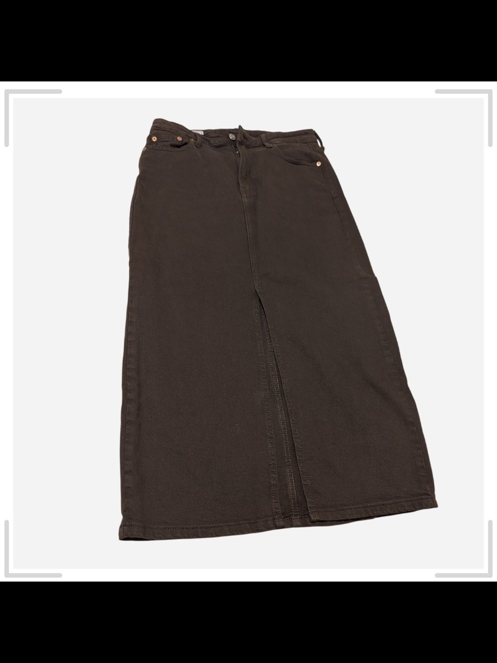 Pre-owned GAP Dark Brown Maxi Skirt with Front Center Slit - Picture 1 of 6